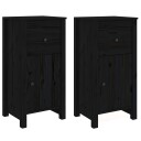 vidaXL Skjenker 2 stk svart 40x35x80 cm heltre furu