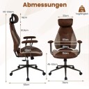 Ergonomisk kontorstol med nakkestøtte i semsket skinn – brun