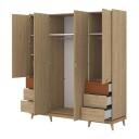 Garderobe Skandi 4 dører med 6 skuffer - Oljet Eik