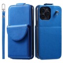 INCOVER iPhone 15 Pro Vertikalt Kunst Skinn Flip Deksel med Lommebok / Ståfunksjon / Stropp - Blå