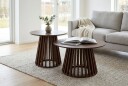 Peyra salongbord satsbord rundt 86/60 cm finér   Valnøtt