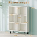 Bokhylle med 3 nivåer og treben – 80 cm kubeformet arrangør