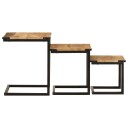  Stablebare salongbord 3 stk heltre mango og jern 8721012085534