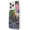 Originalt Apple Frontpaneldeksel Guess Guhcp13llflsb For Iphone 13 Pro (Glitter Flower / Blue)