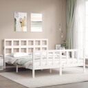 vidaXL Sengeramme med hodegavl hvit 160x200 cm heltre