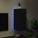 vidaXL Vegghengt TV-benk med LED svart 30,5x35x70 cm 8721012258181