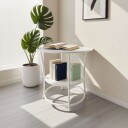 2 etasjes sidebord i treimitasjon med metallramme