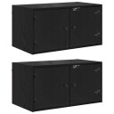  Vegghotell 2 pcs Svart Eik 68 x 37 x 35 cm Konstruert tre