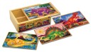 Melissa & Doug Dinosaur Puslespill i Tre sett med 4
