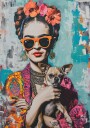 Frida Chihuahua Poster Plakat / 40x50cm