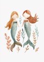 Twin Mermaids underwater girls Plakat Plakat / 70x100cm