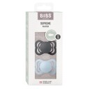 BIBS Pacifier Supreme Latex Iron/Baby Blue Size 1 2pcs