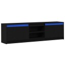  TV skap Svart 182 x 34 x 50 cm Konstruert tre