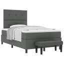  Box Spring Seng med Madrass & Benk Mørkegrå 120x190 cm Stoff