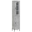vidaXL Highboard betonggrå 34,5x34x180 cm konstruert tre 8720845489236