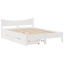  Sengeramme med skuffer hvit 150x200 cm heltre furu