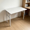 Sammenleggbart bord 100×60×75 cm / skrivebord med stålramme / monteringsfritt databord – Hvit