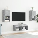 vidaXL Vegghengte TV-benker med LED 4 stk betonggrå 8721012469877