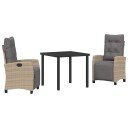  3-delt hage spise sett Beige Poly Rattan