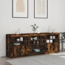 vidaXL Skjenk med LED-lys røkt eik 181,5x37x67 cm