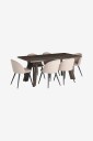 Ellos Home   Country spisegruppe med 1 bord + 6 stoler   Brun
