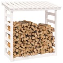 Vedstativ hvit 108x64,5x110 cm heltre furu