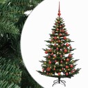 vidaXL Kunstig juletre med julekuler 120 cm 150 LED-lys Varmhvit