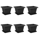 vidaXL Plantepotter 6 pcs Svart 38 x 38 x 30 cm Plast