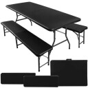 Sammenleggbart hagebord 180cm + 2 benker   sort