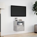  Vegghengt TV-benk med LED-lys betonggrå 41x31x45 cm 852319