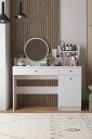 Fabrony sminkebord med speil 124 cm - Hvit
