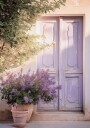 Purple Door with Flowers Plakat Plakat / 40x50cm