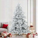  Moderne Kunstig Hengslet Juletre Snø Flocket Hvit 210 cm