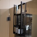 Sanipro Aquasmart Dusjhylle med 2 Hyller og Utvendig Håndklekrok Svart Matt