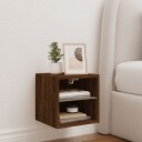  Vegghengt TV-benk med LED brun eik 30x28,5x30 cm 836985