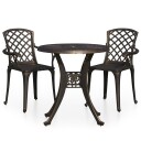 vidaXL Bistrosett 3 deler støpt aluminium bronse