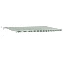Automatisk Uttrekkbar Markise med LED Grønn og Hvit 600x300 cm  Markiseerstatningsstoff for 6x3 m ramme Grønn og Hvit