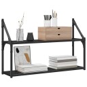 vidaXL Vegghylle Veggmontert Svart eik 80 x 21 x 51 cm metall PB