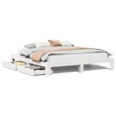  Sengeramme med madrass hvit 200x200 cm heltre furu 8721158384270