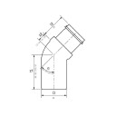 Pipelife Smartline Bend PP 15-88° Ø40mm Skjøtenippel og Spissende - Krom 40mm / 30°