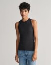 Ribbestrikket tanktop med høy halslinning BLACK M