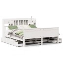  Seng med bokhylle uten madrass hvit 180x200 cm heltre furu