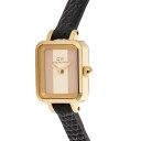 Gold 15mm Watch Quadro Mini Black Lizard Conwy | DW