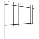  Hagegjerde med spydtopp stål 11,9x1,2 m svart