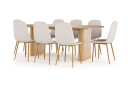 Bark Noira Ovalt Spisebord 220 cm Eik + 8 Nibe stol beige med eikeben   Natur/Beige