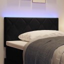  LED Sengegavl Diamantblokk Design Svart 90 cm Velvet
