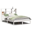  Seng med bokhylle uten madrass hvit 140x200 cm heltre furu 8721158603753