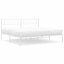 vidaXL Sengeramme i metall med hodegavl hvit 183x213 cm 8721012191105