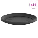 vidaXL Rundt Blomsterbrett 24 pcs Svart Ø 27 x 2,5 cm Plast