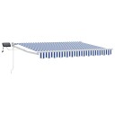  Manuell utvidbar markise med LED lamper Blå og hvit 3,5 x 2 m